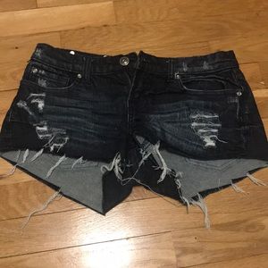 Ripped jean shorts